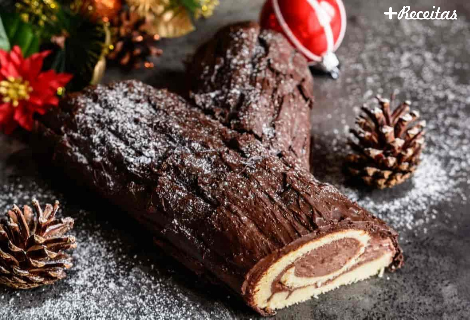 Bolo Tronco de Natal Fácil de fazer